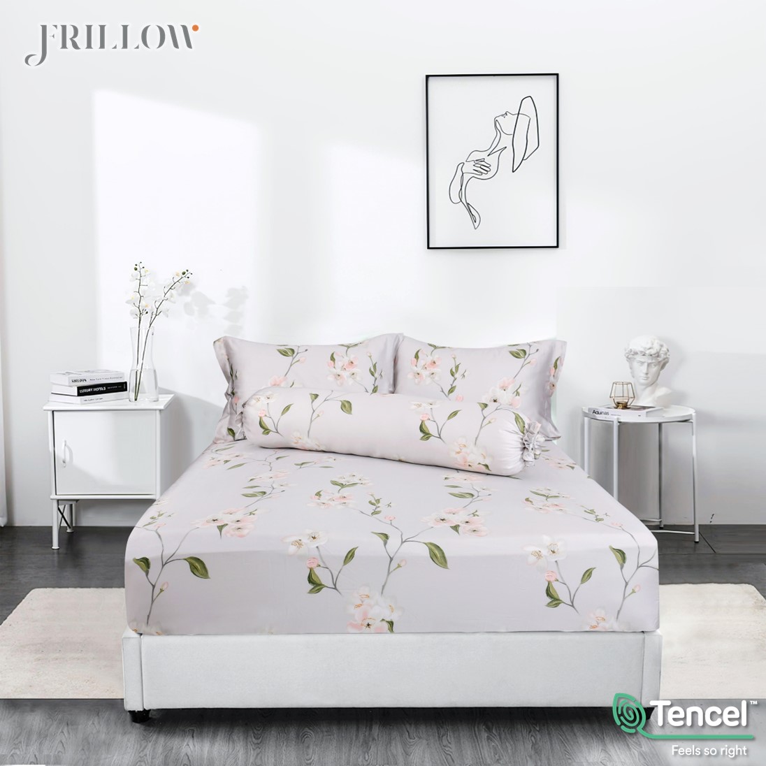 FRILLOW ชุดผ้าปูที่นอน TENCEL™ 1180TC 5 ฟุต (5 ชิ้น) สี LADY BLOOM_6